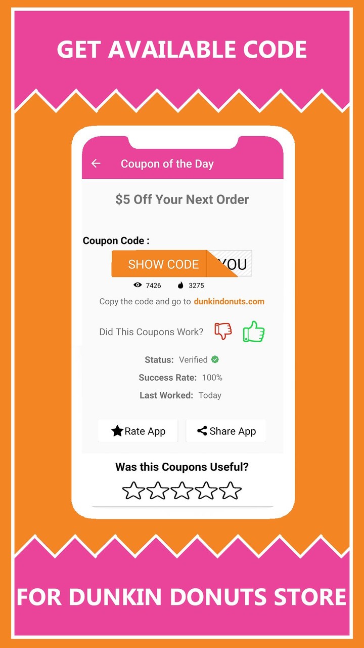 Dunkin Donuts Coupon codes screenshot image 4_Popularmodapk.com