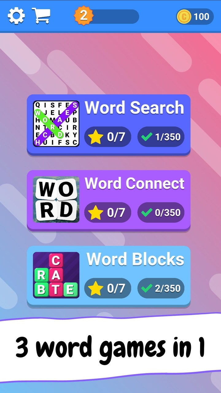 WOW 3 in 1: Word Search Games screenshot image 1_Popularmodapk.com
