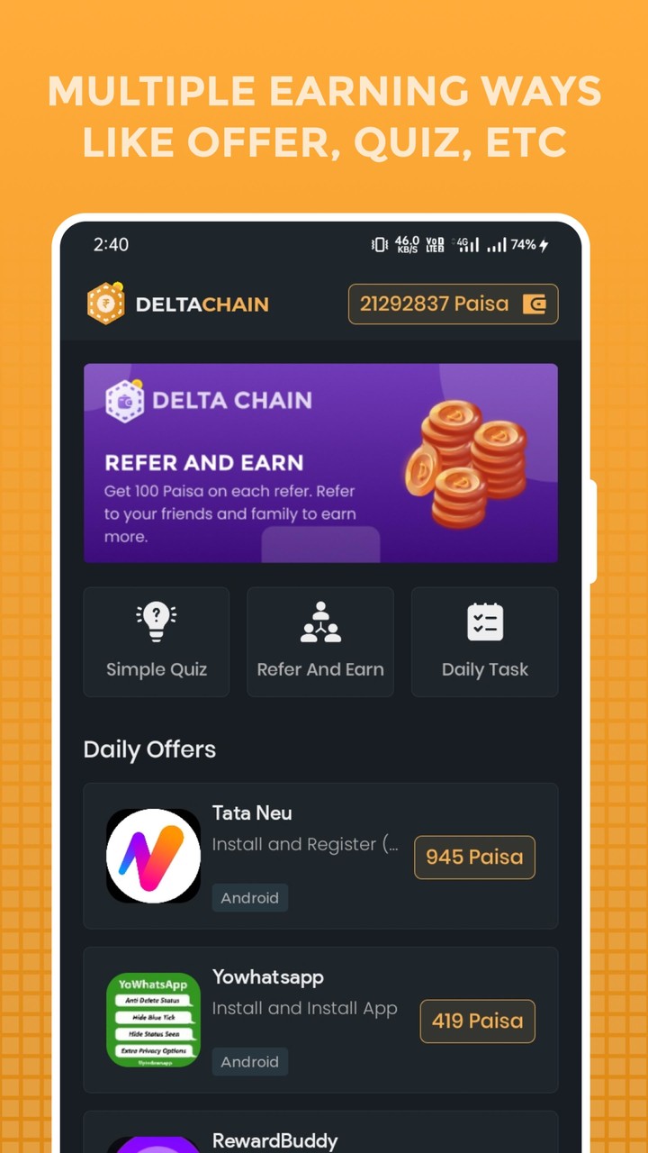 Delta Chain: Earn Money Online screenshot image 3_Androidswiki.net